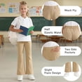 thumbnail image 4 of Girls School Uniform Pants Elastic Waist Flare Leg Girls Khaki Uniform Pants Girls Back to School Clothes Size 5-16 Years, 4 of 7