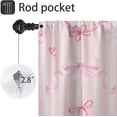 thumbnail image 3 of Pink Bow Window Curtains for Bedroom 42 x 63 Inch Rod Pocket Cute Girly Girls Kawaii White Kids Romantic Princess Coquette Pretty Nursery Living Room Treatment Set of 2 Curtain Panels Drapes, 3 of 6