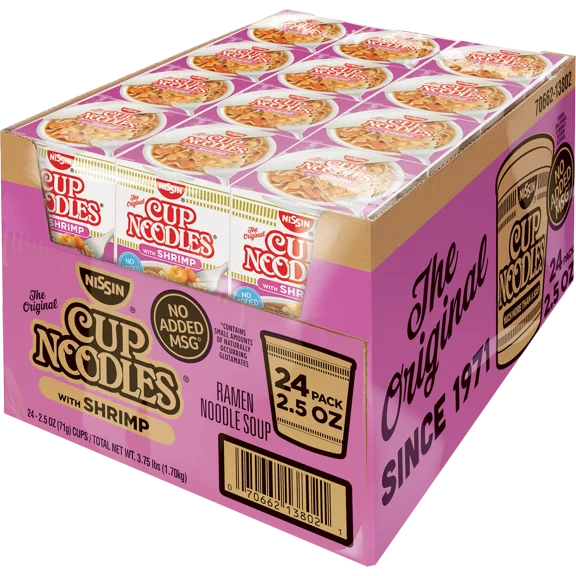 Nissin Cup Noodles Shrimp Flavor, 24-pack