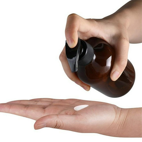 ROMANSENTIAL 1Pack Brown Plastic Shower Bottle Refillable Squeeze Liquid Containers for Bathroom Use