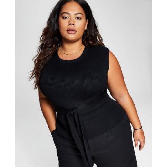 MSRP $34 And Now This Women Plus Size Ribbed Tie-Waist Knit Tank Size 2X