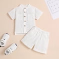 thumbnail image 2 of Toddler Baby Boy Shorts Set Summer Clothes Cotton Linen Short Sleeve Button-up Shirt and Shorts Spring Outfit, 2 of 7