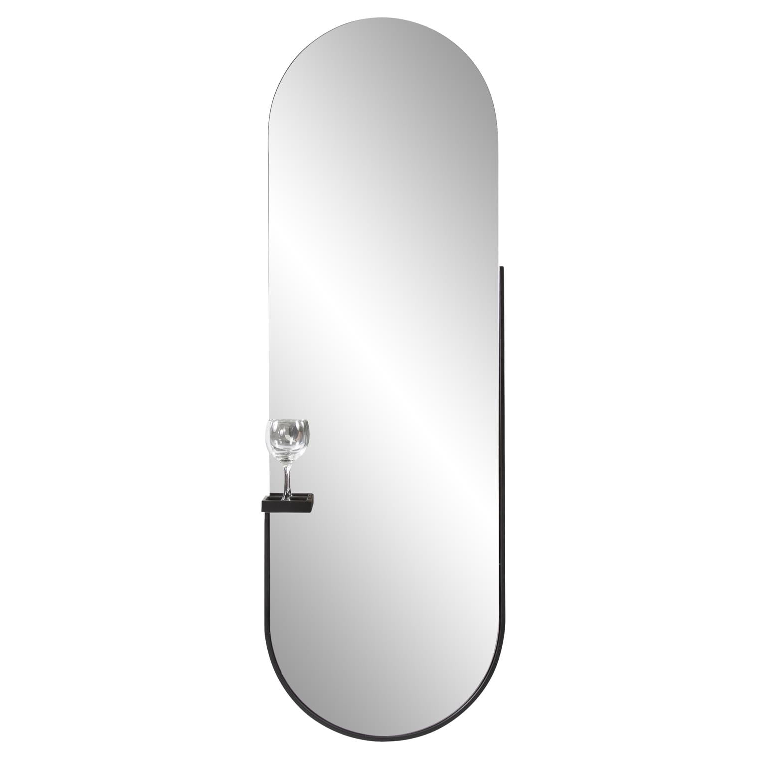 Tyler Dillon Full Length Black Metal Framed Mirror with Tray Holder