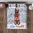 thumbnail image 4 of Hello Winter Belgian Malinois Smiling in Red Scarf Hat Welcome Christmas Quilt Bedding Set Sheepdog Dog Lover Gifts 1 Blanket Bed Cover 2 Pillowcases - 00017, 4 of 5