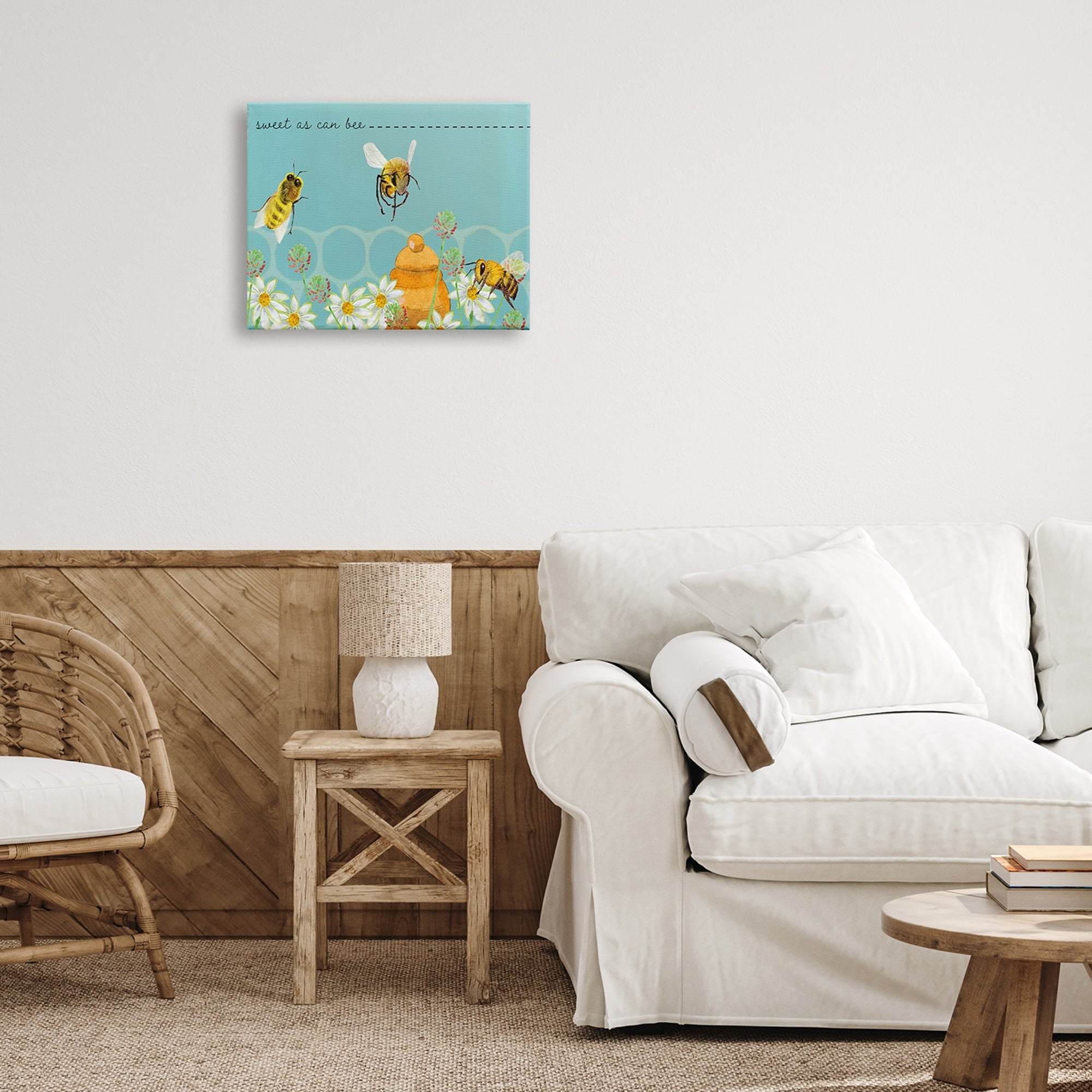 Stupell Industries Sweet As Can Bee Insect Pun Honey Comb Pattern, 20 x 16, Design by Alicia Longley