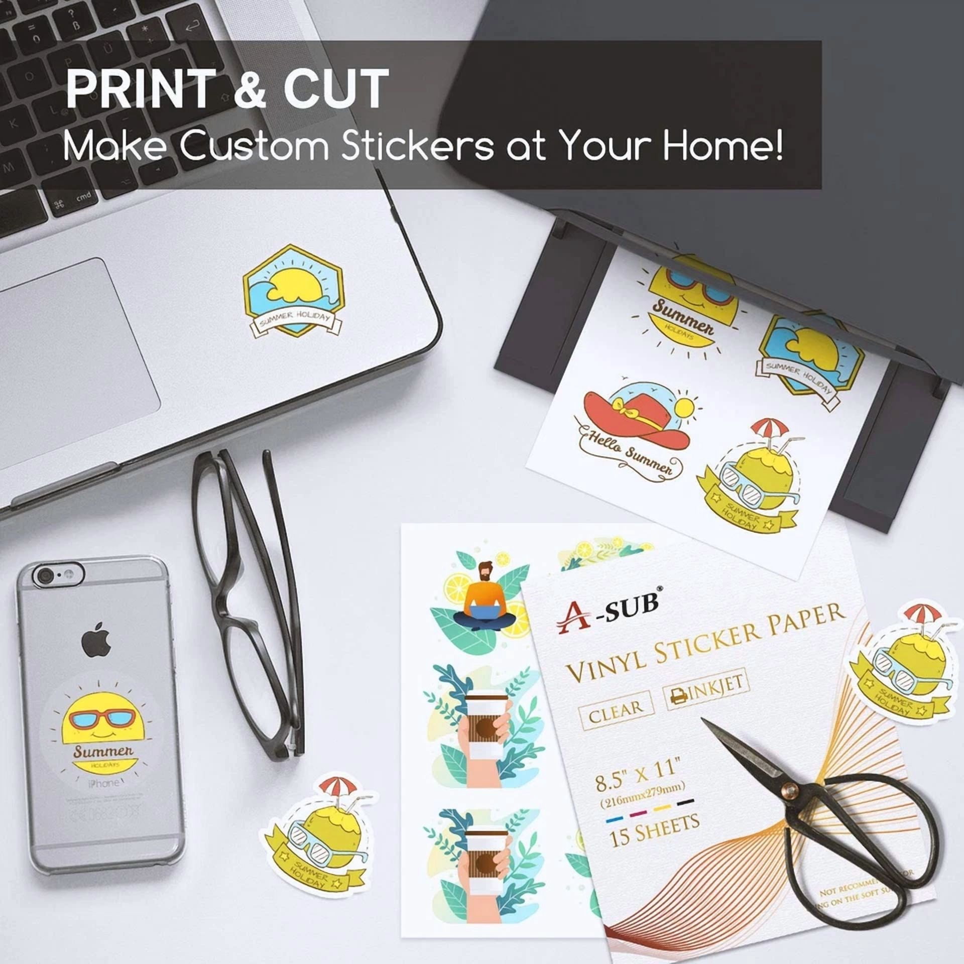 CRESTIN- A-Sub Clear Sticker Paper For Inkjet Printers - Waterproof Transparent Printable