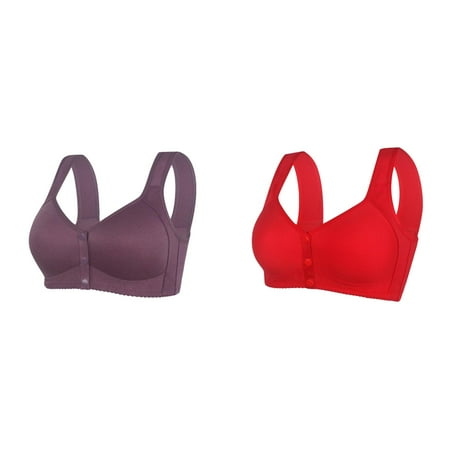 Kcodviy 2 Pcs Womens No Steel Ring Workout Bra Front Close Bra T Woman s Bra Back Plus Size Seamless Small Sports Bras for Women Unlined Bra for Large Sports Bra for Women Bust