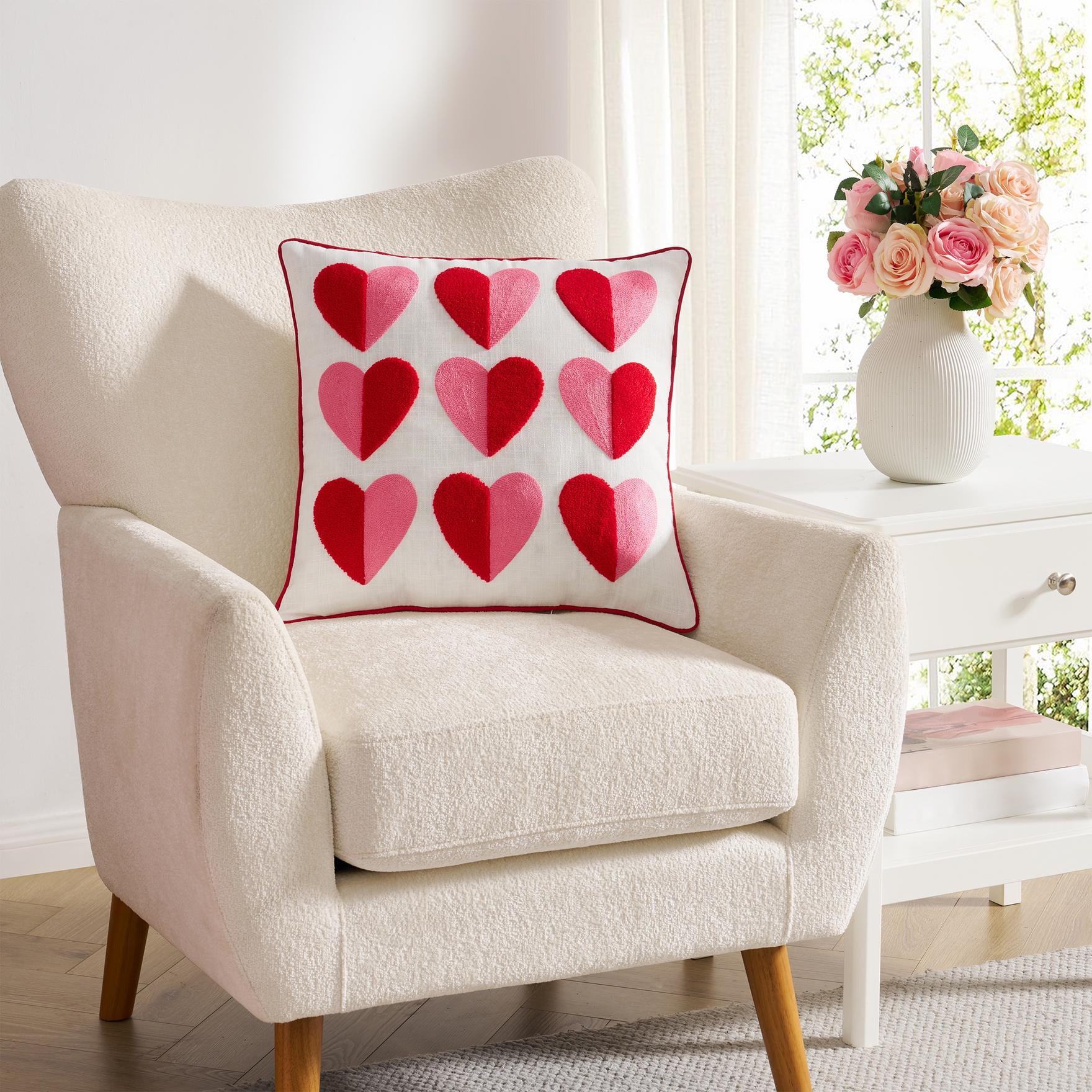 Hallmark 18" x 18" Multicolor Heart Cotton Slub Decorative Pillow
