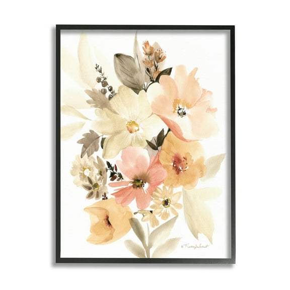 Stupell Industries Mixed Muted Bouquet Botanical & Floral Painting Black Framed Art Print Wall Art, 11 x 14