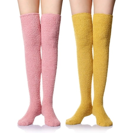 

Womens Soft Warm Coral Velvet Knee High Stockings Fuzzy Socks