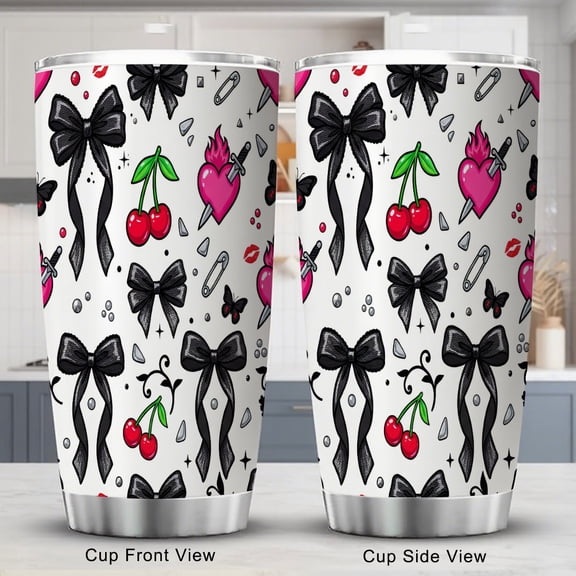 Bow Tumbler 20oz for Women Friend Holiday Birthday Blue Bow-Knot Travel Coffee Cup with Lid