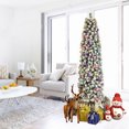 thumbnail image 6 of DECMAY 7.5FT Pencil Flocked Christmas Tree, Slim Artificial Xmas Tree with Snow Flocked PVC Branches and Sturdy Metal Stand for Holiday Home Decoration, 6 of 17
