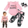 thumbnail image 6 of mgoYE Newborn Baby Girl Clothes Outfits Mama's Bestie Romper Ruffle Floral Pants Cute Toddler Baby Girl Clothes Set(Pink,6-12 Months), 6 of 9