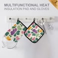 thumbnail image 4 of Yayeee Oven Mitts and Pot Holder Set of 2 Heat Resistant Kitchen Gloves Baking Hot Pad, Purple Clover Pattern, 4 of 5