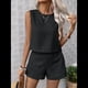 thumbnail image 4 of Conjunto de 2 Piezas de de Verano para Mujer, Camiseta Sin Mangas con Cuello Redondo y Pantalones Cortos Elásticos de Cintura Alta. Negro XL, 4 of 8