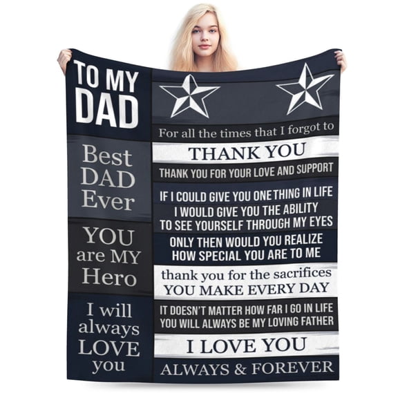 Gift for Dad Birthday, Dads Gift from Daughter Son, Father Birthday Present for Dads Who Want Nothing, Best Daddy Ever Gift, Father Flannel Blanket 50x40
