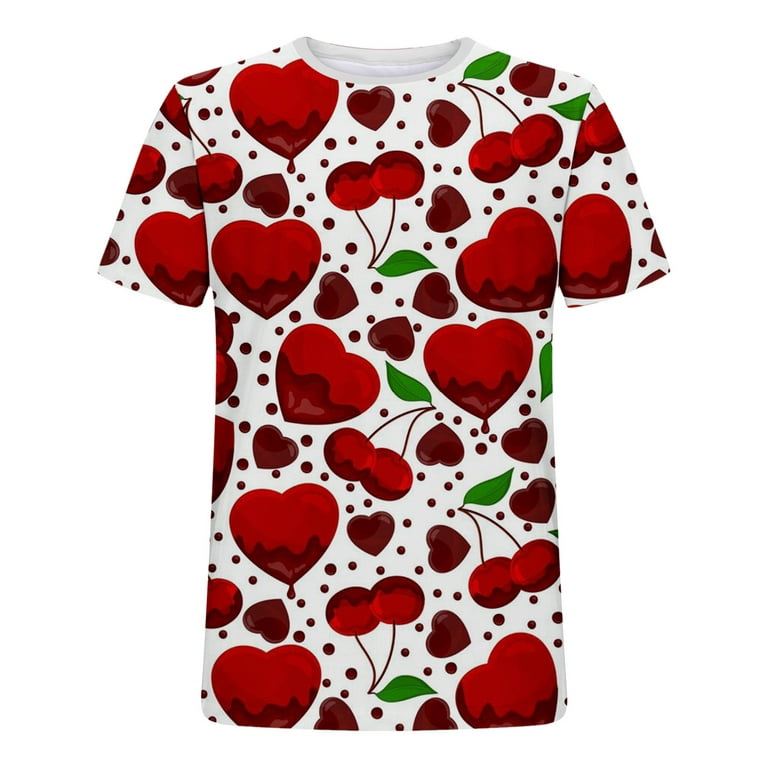 HAPIMO Valentine's Day Love Letter Print Blouse Casual Classic Fit Tee  Clothes Round Neck Fashion Tops Short Sleeve T-Shirt for Men Men's Summer  Shirts White XXL 