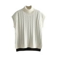 thumbnail image 2 of Fartey Womens Turtleneck Sweater Vest Trendy Cable Knit Colorblock Side Slit Sweaters Loose Comfy Sleeveless Pullover Tops Cute Fall Sweaters, 2 of 9