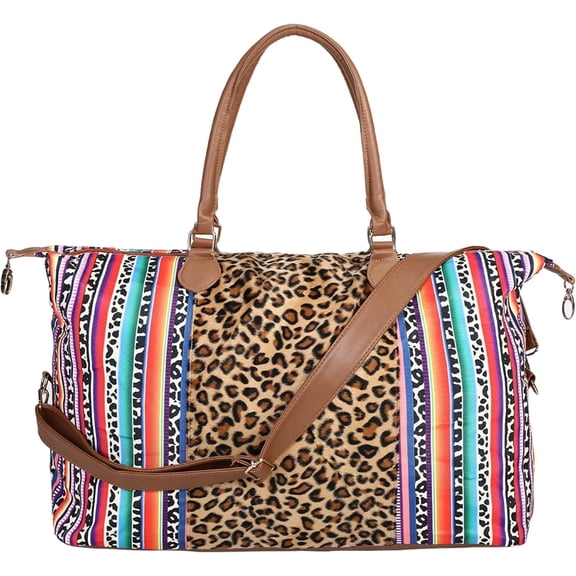 Weekender Bag Duffle Bag For Women Large Travel Tote Bag Overnight Weekend Bags With Shoulder Strap Cow Leopard Atzec…