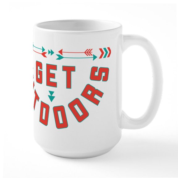 CafePress - Get Outdoors - 15 oz Ceramic Large White Novelty Mug