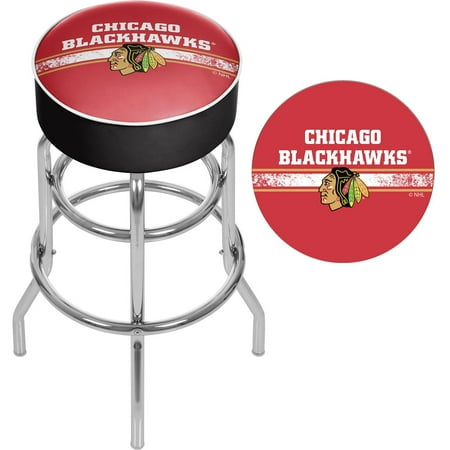 Chicago Blackhawks NHL Padded Swivel Bar Stool - Red, Black, White