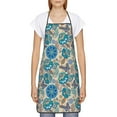 thumbnail image 2 of Naloa 1Pack Adjustable Bib Apron Waterdrop Resistant Cooking Kitchen Aprons for Women Men Chef, Vintage Floral Butterflies Print, 2 of 5