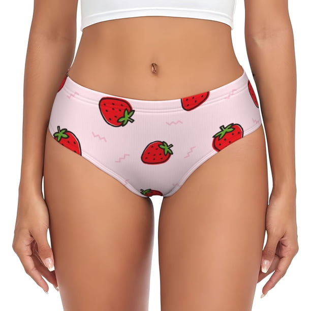 Fotbe Strawberry Calzones Estampados para Mujer – Ropa Interior de Algodón, Cómoda, Suave y Elástica-Large