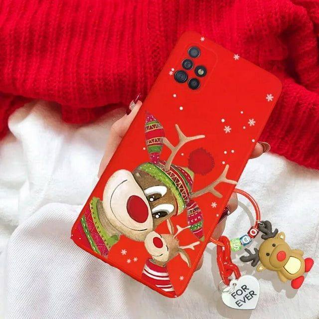 Christmas Reindeer Santa Claus Key Chain Case For iPhone 15 Pro Max 15 Pro For iPhone 15 Plus Hat Tree Snowman Tpu Cover