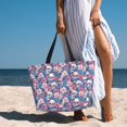 thumbnail image 2 of Beach Bag For Women, White Flower Skull Blue Beach Tote Bag Swim Pool Bag Large Tote With Pockets For Workout., 2 of 2