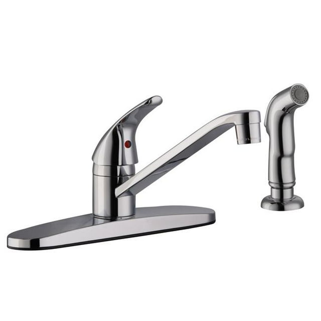 DesignHouse 584037 Robinet de Cuisine à Poignée Unique avec Pulvérisateur Latéral, Chrome Poli