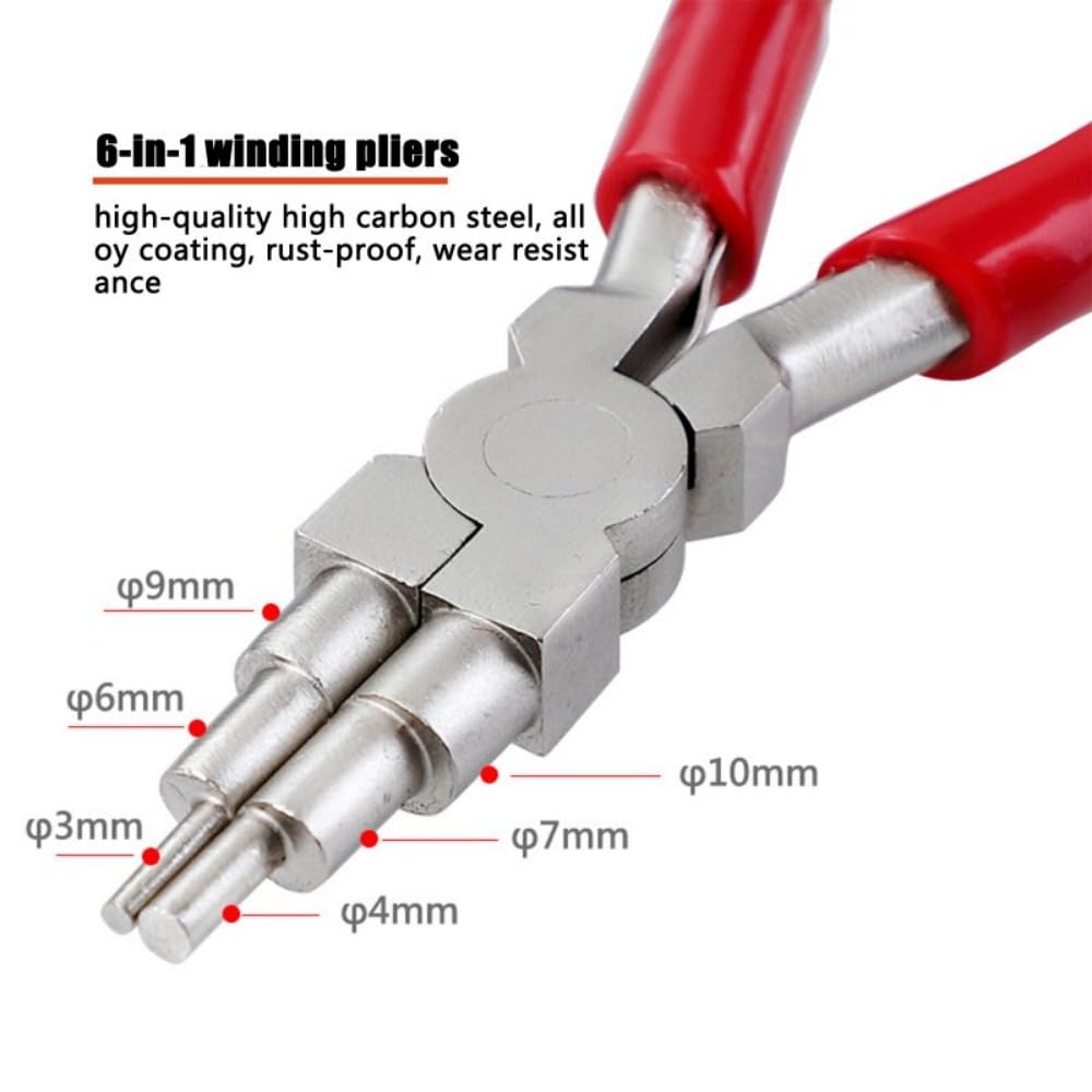 3Pcs Jewelry Pliers Set Including 6-in-1 Jewelry Pliers Bent Nose Pliers Flat Nylon Nose Pliers