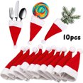thumbnail image 2 of 10 piezas de sombreros de Navidad, mini sombrero de Papá Noel, tapas de piruleta, cubiertas de botellas de vino para la decoración de la cena de Navidad, suministros para fiestas de Año Nuevo, 2 of 5