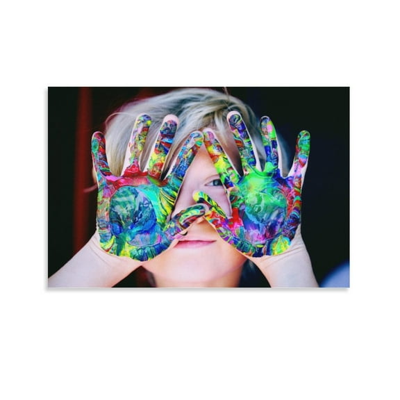 Finger Painting for Kids Poster Decorative Painting Canvas Wall Art Living Room Posters Bedroom Painting,Unframe-style,12x18inch(30x45cm)