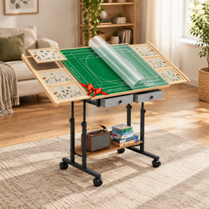 1500 Pieces Puzzle Table With Drawers And Adjustable-height