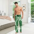 thumbnail image 2 of Men's Pajama Pants with Pockets Sleepwear Lounge Pants Stretch Casual Green Monstera Palm Tree Leaves, 2 of 6