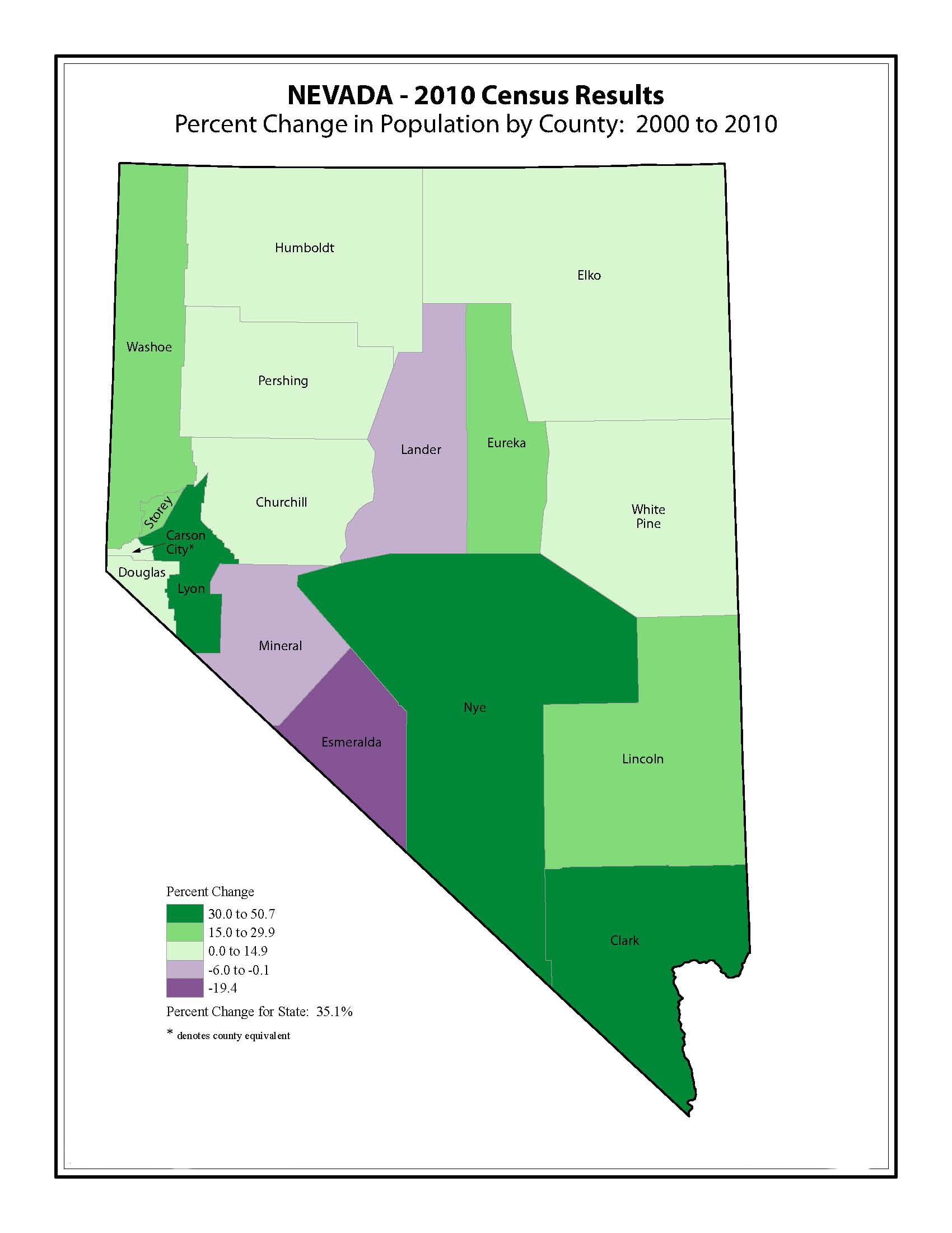 Nevada County Change Map (2000 to 2010 Census) - 20 Inch By 30 Inch ...