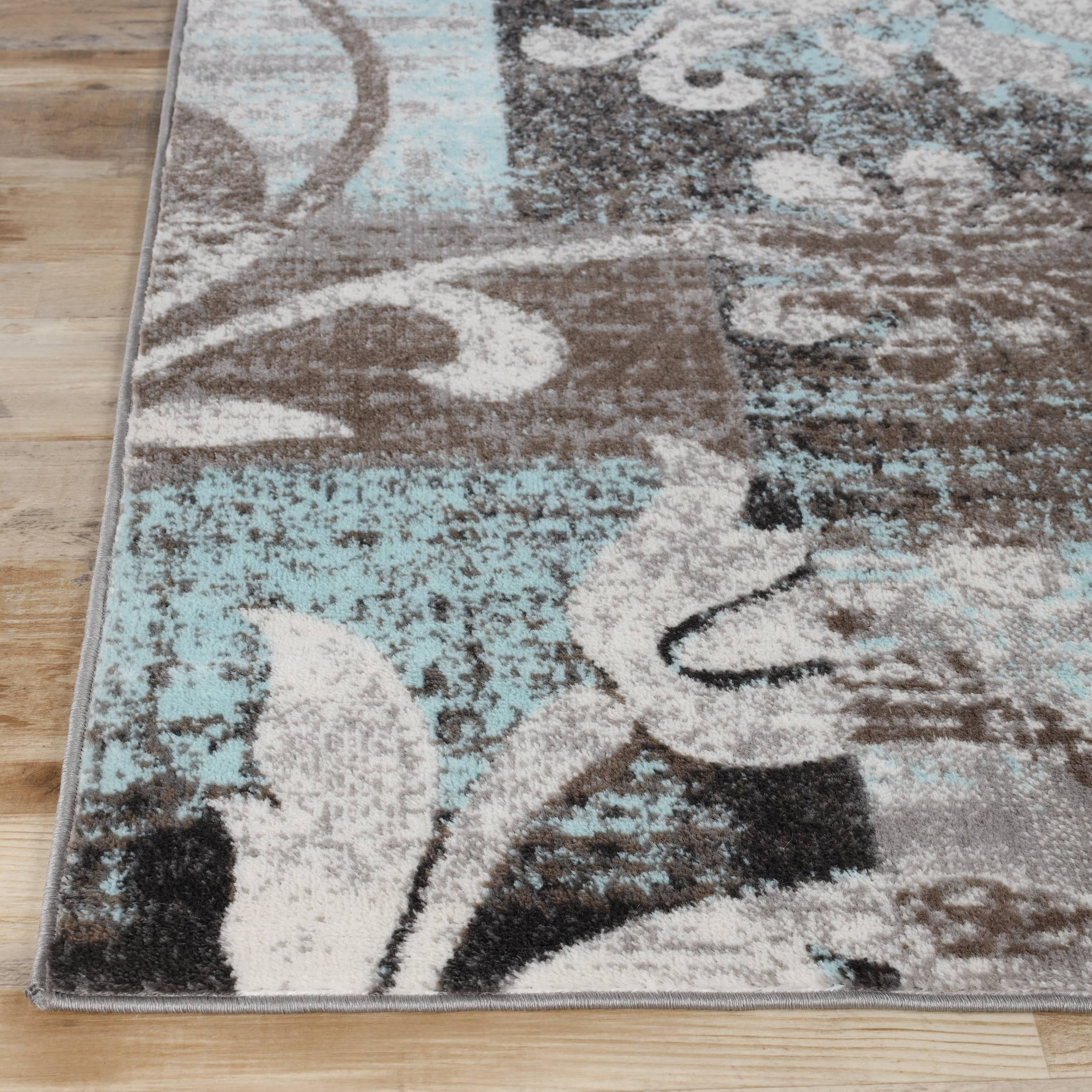 Superior Pastiche Floral Indoor Area Rug, 3' x 5', Brown-Turquoise
