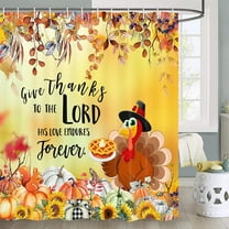 Thanksgiving Shower Curtain, Fall Shower Curtain Autumn Pumpkin Shower Curtain Turkey Shower Curtain, Autumn Fall Shower Curtains for Bathroom Set with Hooks, 72X72 inches