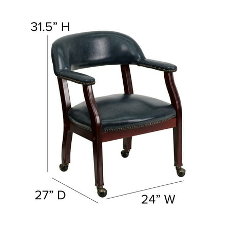 Flash Furniture - Sarah  Traditional Vinyl Side Chair - Upholstered - Navy Vinyl