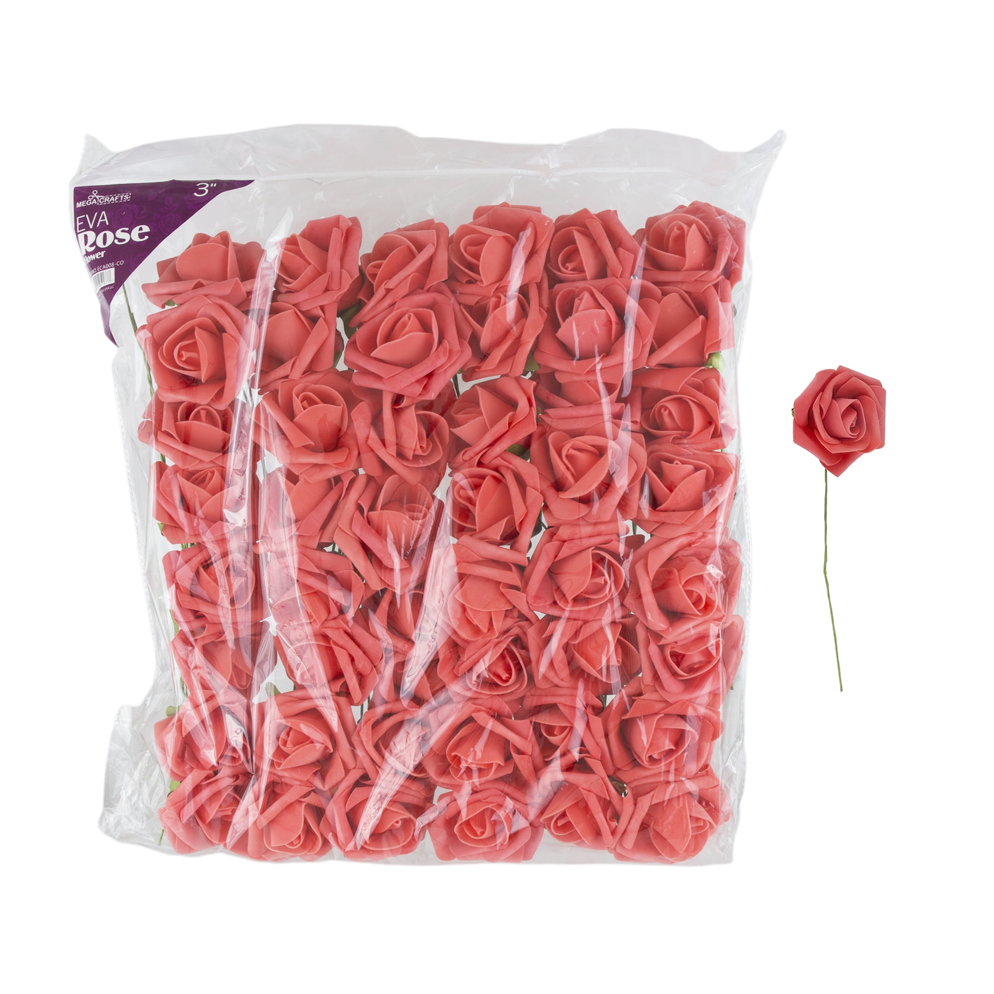 Mega Crafts 3 Soft Touch Artificial Foam Flowers Set Of 48