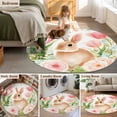 thumbnail image 6 of Easter Rabbit Area Rugs 8ft Spring Country Bunny Pink Roses Floral Leaf Floor Rug Non Slip Low Pile Ultra Soft Large Circle Carpet for Living Room Bedroom Dining Room, 6 of 9