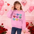 thumbnail image 4 of Pink Girls Hoodie Oversized Graphic Pullover with Colorful Hearts Print | Lightweight Casual Sweatshirt for Kids & Youth 4-14 Years,Size 5 T, 4 of 8