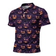 thumbnail image 4 of Halloween Shirts for Men Pumpkin Bat Graphic Henley Horror Tees Witch Hat Print Short Sleeve Funny Fashion T Shirt 2XL, 4 of 5