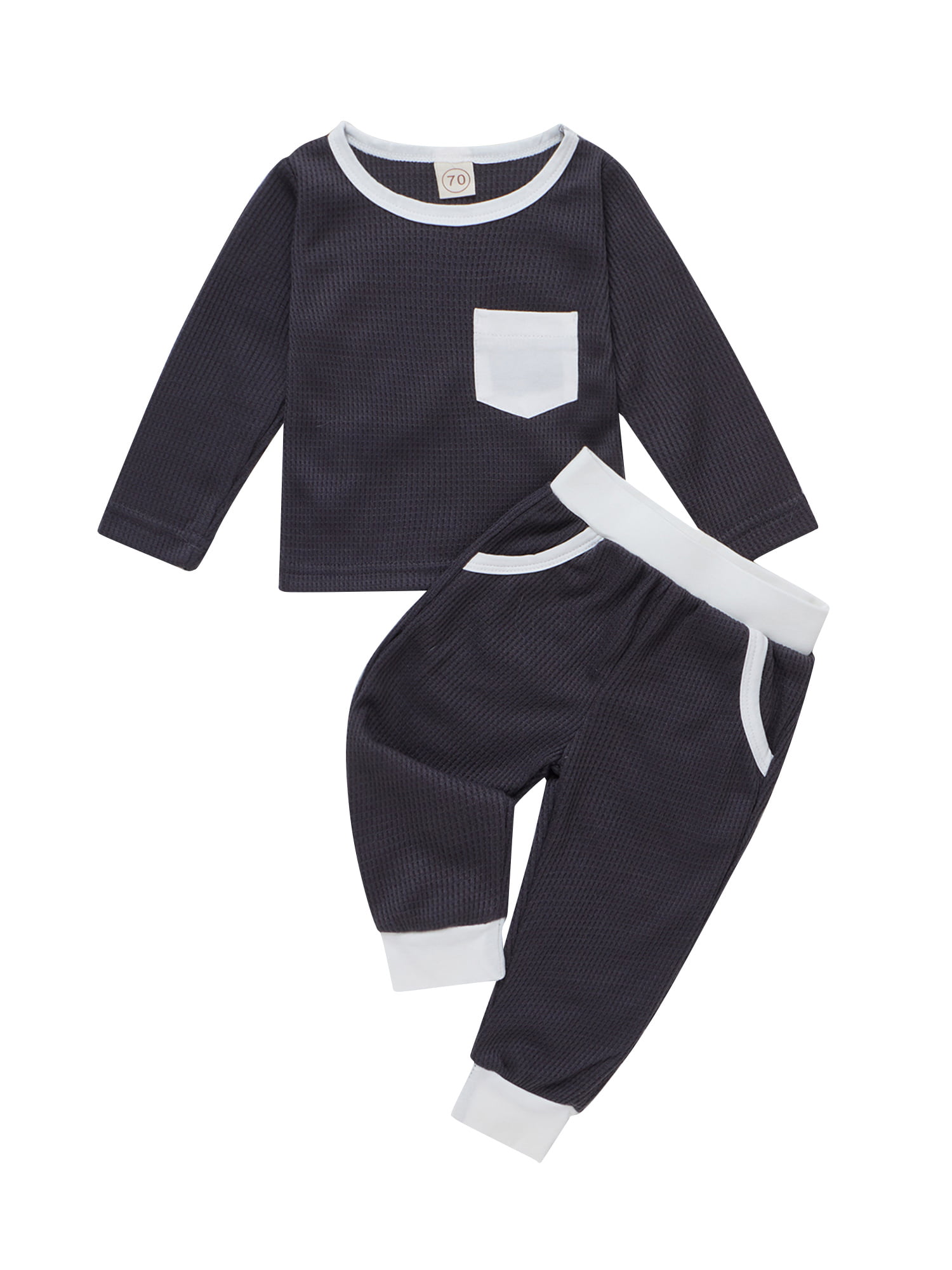 ALALIMINI Baby Toddler Pajama Set for Boys&Girls Warm Long Sleeve Sleepwear 2-Pack/Set Soft Underwear 2-8 