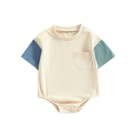 

Bagilaanoe Newborn Baby Girl Boy Rompers Contrast Short Sleeve Bodysuits 3M 6M 12M 18M 24M Infant Casual One Piece Short Jumpsuit