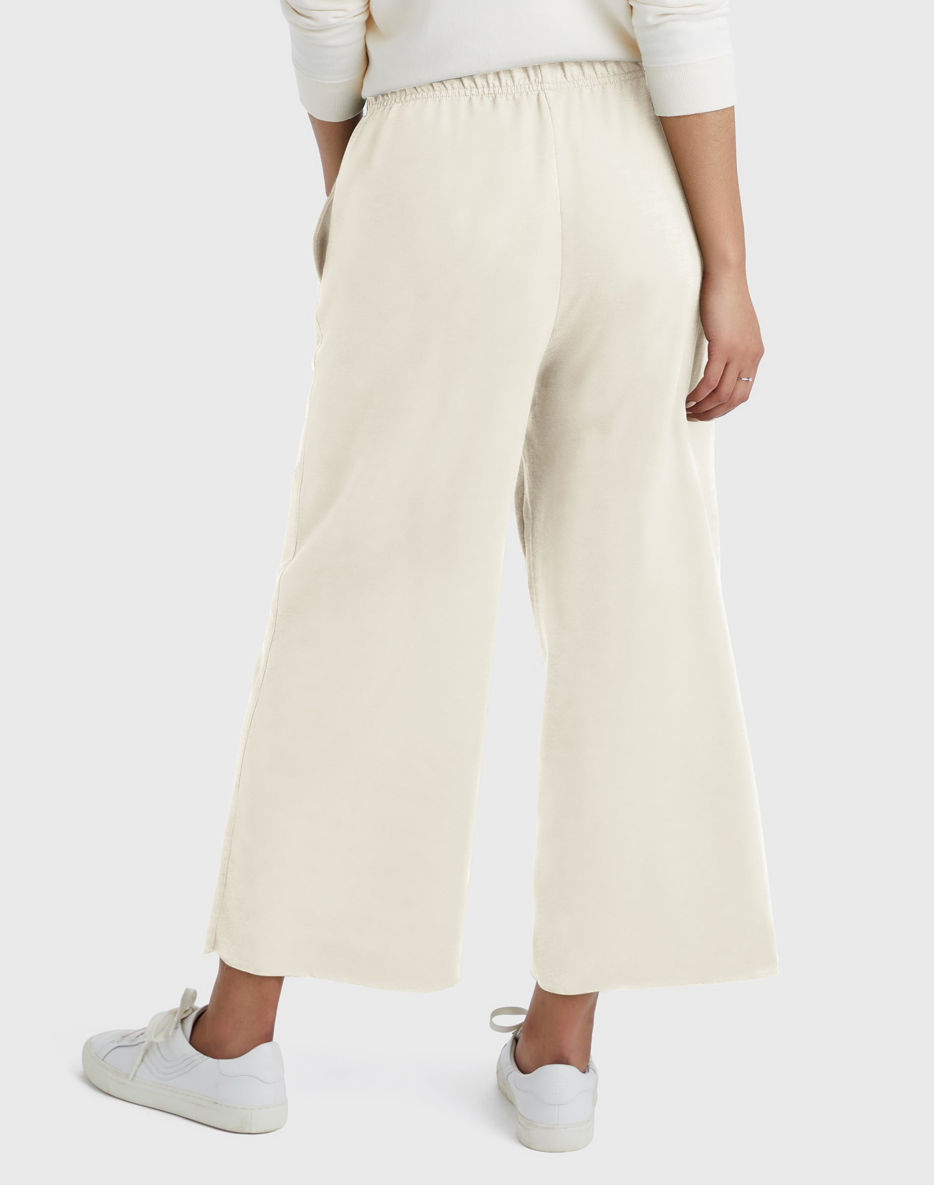 Hanes Wide Leg Crop Pants Originals French Terry Sweatpants Pockets Women XS-2XL