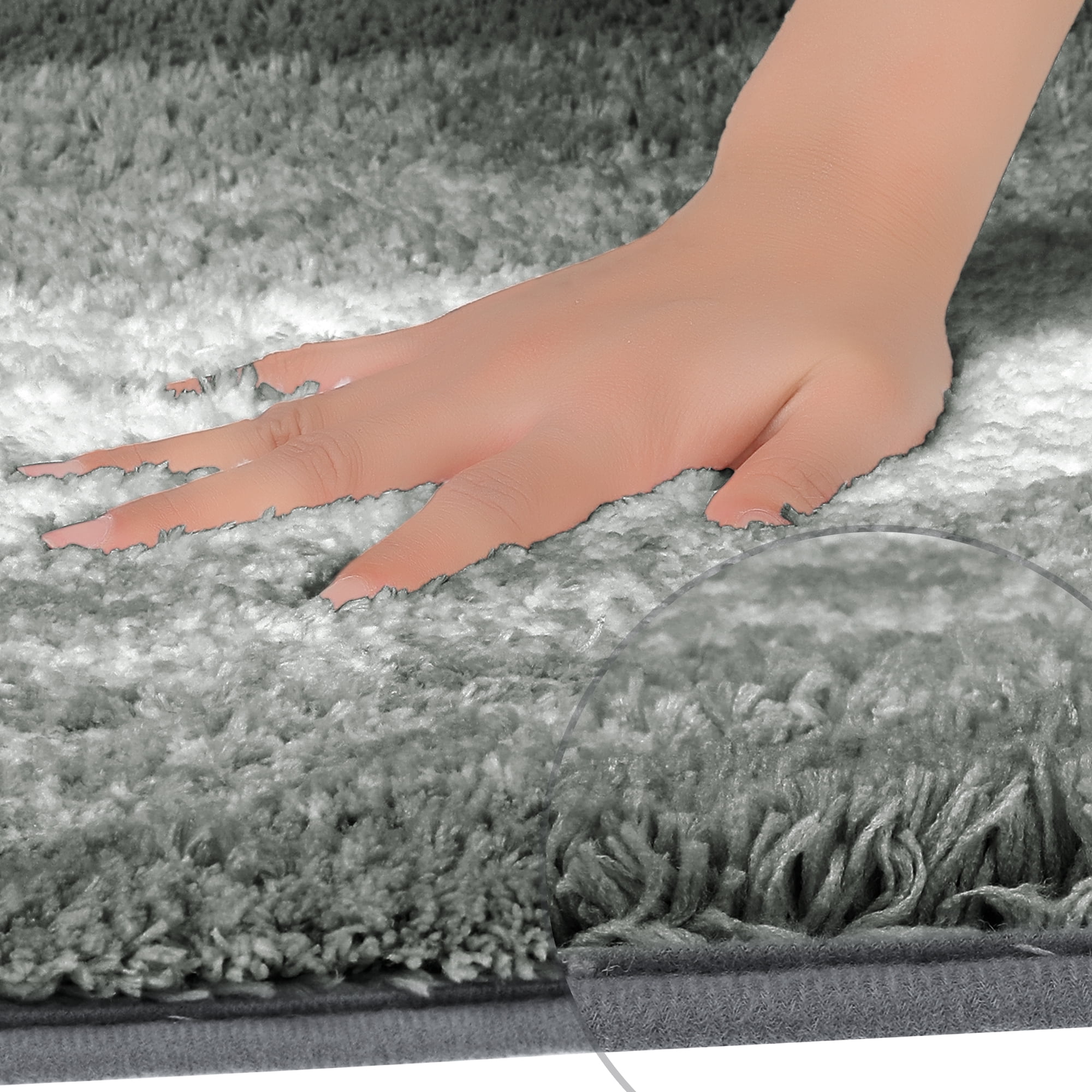 Unique Bargains Absorbent Bath Rug Non-Slip Plush Shaggy Bath Carpet Bath Mats Gray Geometry Rectangle 20" x 32"