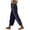 #022-Navy, variant on Women's Casual Solid Color Mid Waist Lace Up Pants with Pockets, Loose Cotton Pants for Women, Breathable Work Daily Vacation Outfits for Women