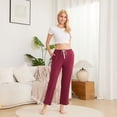 thumbnail image 4 of HEARTNICE Womens Pajama Pants, Soft Lounge Sleep Pants with Pockets Long Modal Pj Bottoms (BURGUNDY, S), 4 of 8