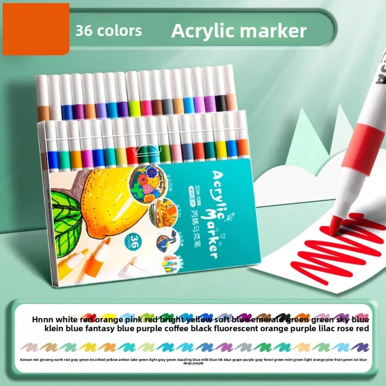 12-80 Colors Acrylic Markers Pen Set Paint Art Marker Soft Tip Pen for Adults Stone Paint Ceramic Glass Wood Fabric Painting